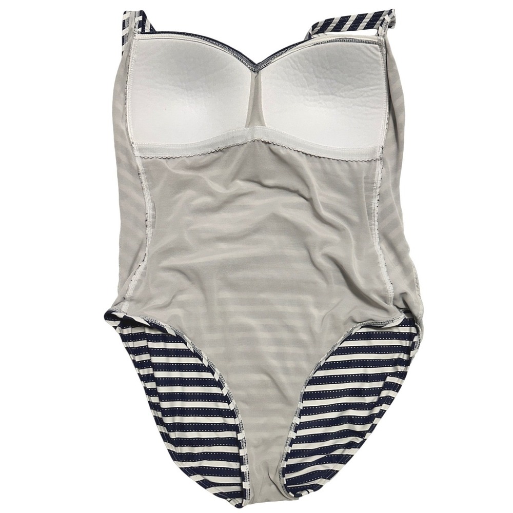 NipTuck One Piece Swimsuit 12 MultiFit Cup Striped Ruched Tummy Control Slimming - Picture 4 of 5